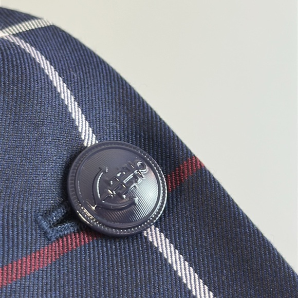 NWT Tommy Hilfiger Women Navy Window Pane Plaid Blazer Sz 2 Academia Lined Prep - Picture 6 of 16